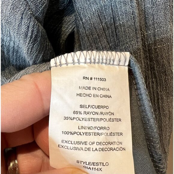 Anthropologie Fig & Flower Women Plus Size 3X Blouse Lace Gray 3/4 Sleeve Lined - Picture 5 of 11